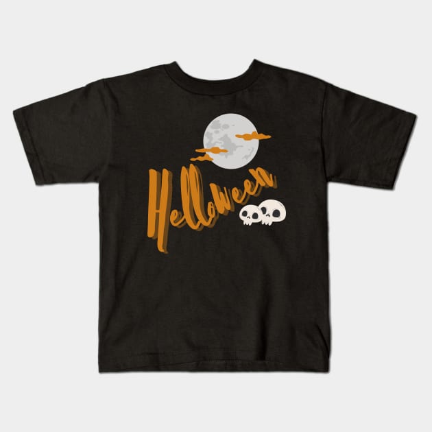 Helloween moon Kids T-Shirt by Path